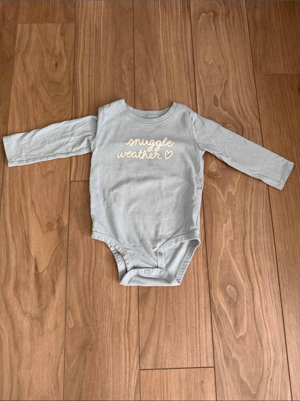 Light Blue "Snuggle Weather" Long Sleeve Baby Bodysuit